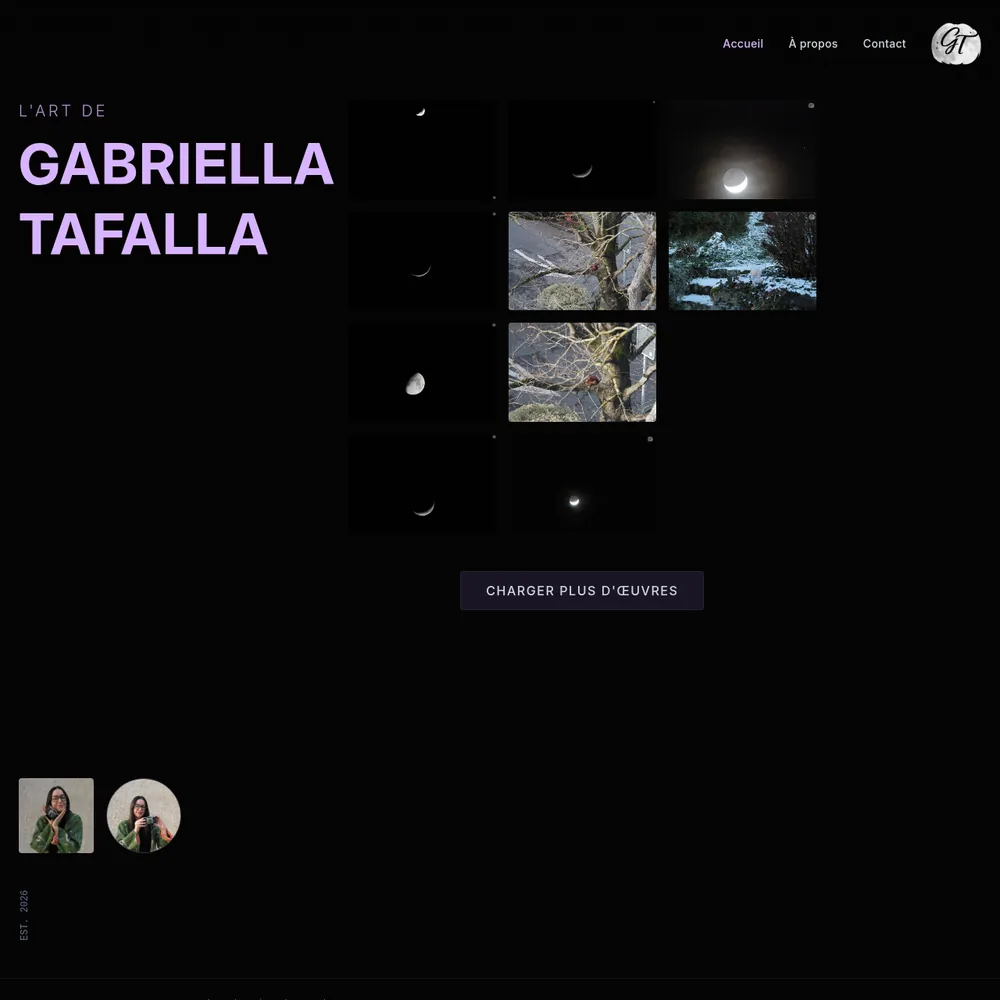 Site Gabriella Tafalla : portfolio d'artiste avec galerie de photographies